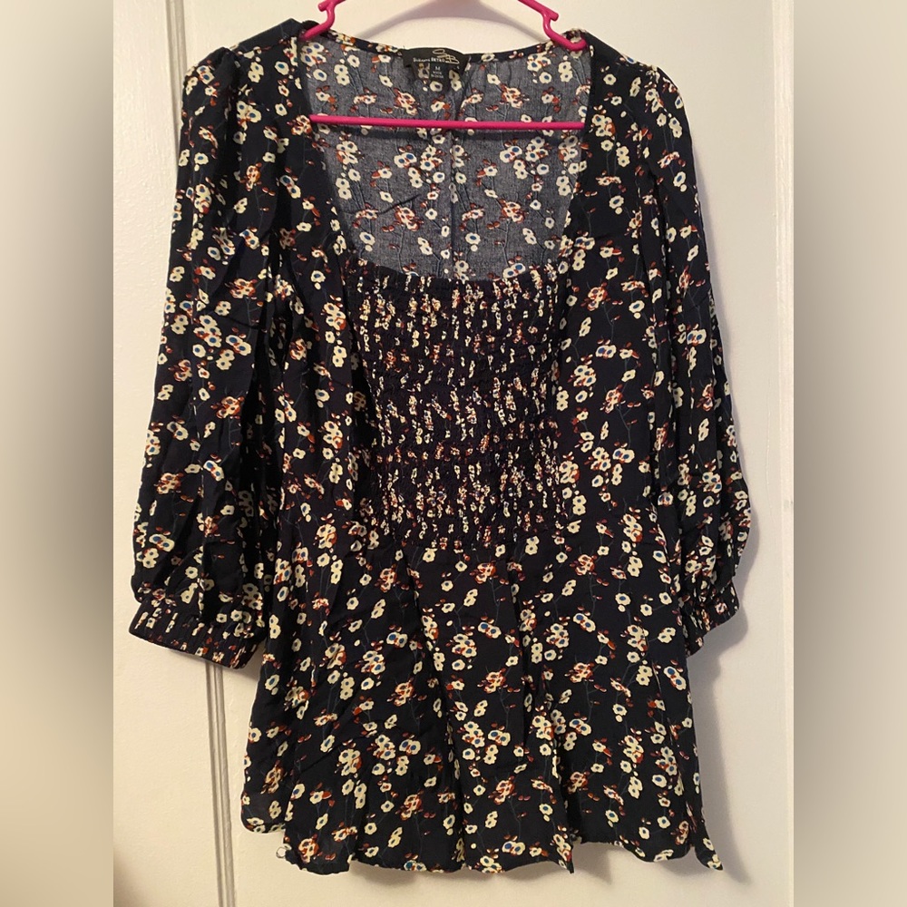 Dark navy floral top